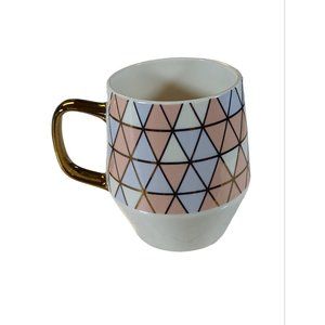 25 oz Edible Arrangement Mug  White/Gold Trim Triangle Diamond Geometric